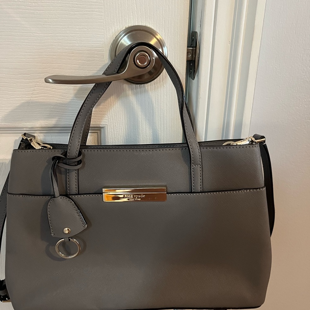 Kate Spade Gray Satchel with Silver Accents